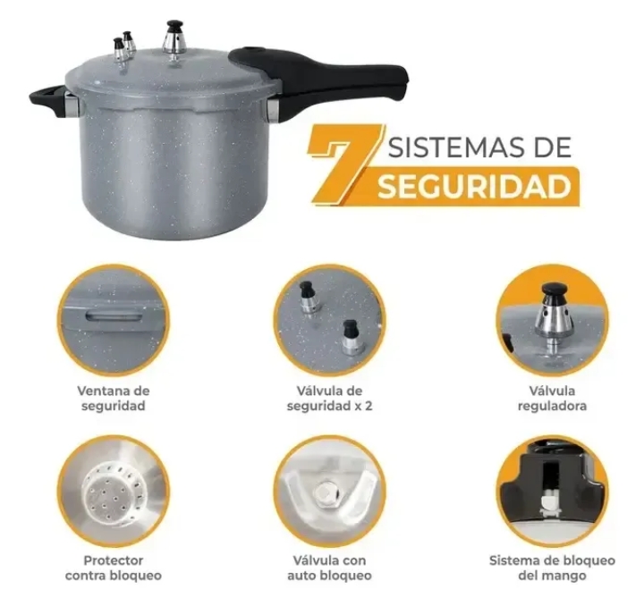 Olla Kalley 6L Esmaltada con sus 7 sistemas de seguridad